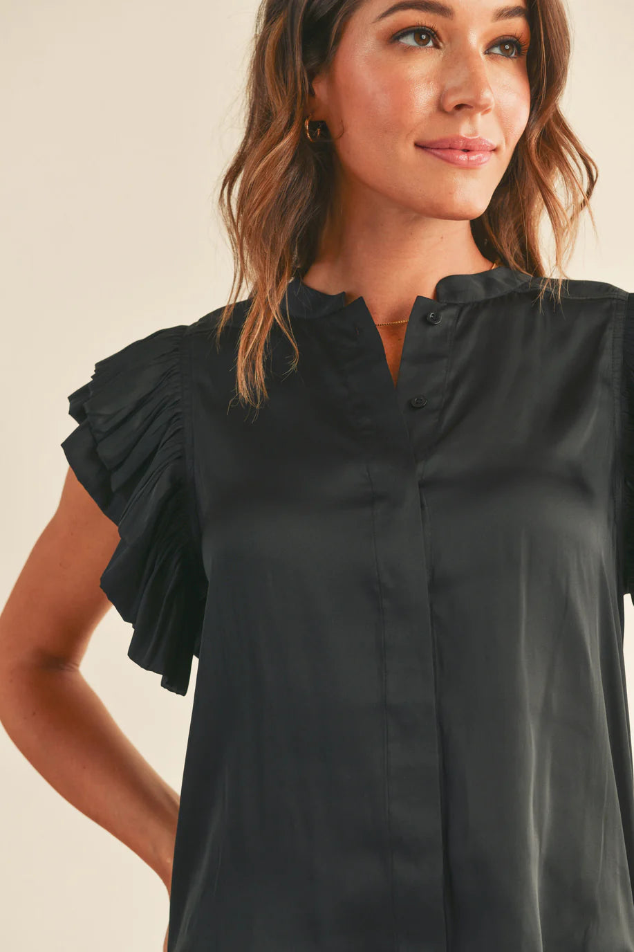 Button Up Ruffled Top