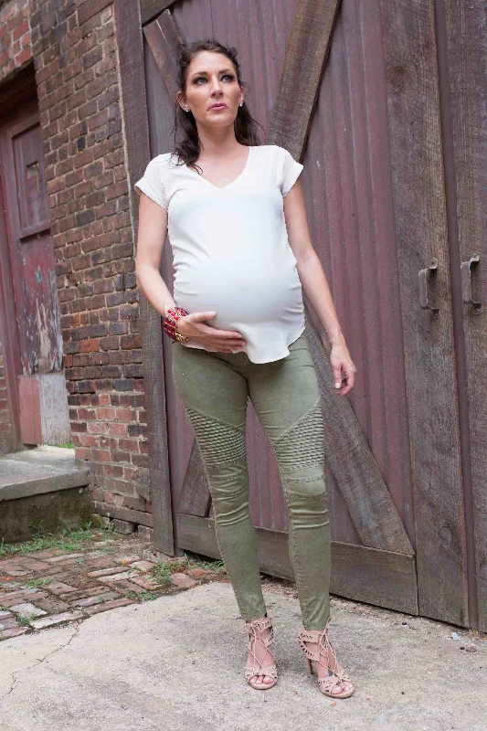 Green with Envy Moto Maternity Leggings