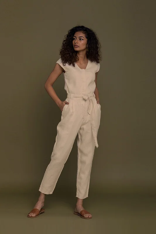 Evening Chai Jumpsuit in Sand Beige