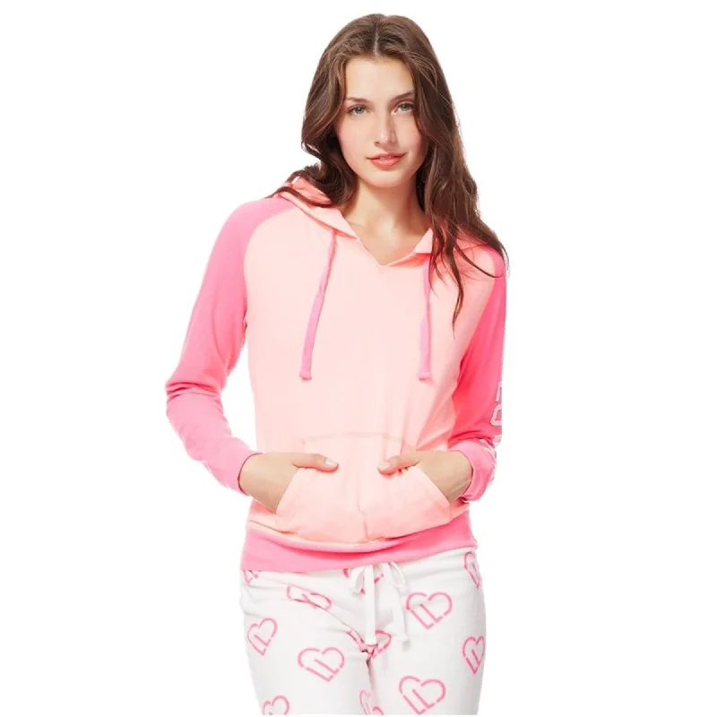 Aeropostale Womens Logo Sleeve Hoodie Sweatshirt, Pink, Large