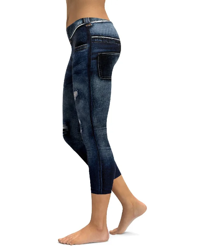 Realistic Denim Jeans Capris