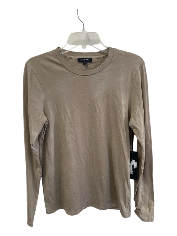 Myles Price Size 1 Sand Gray Missing Fabric Tag Round Neck Long Sleeve Top