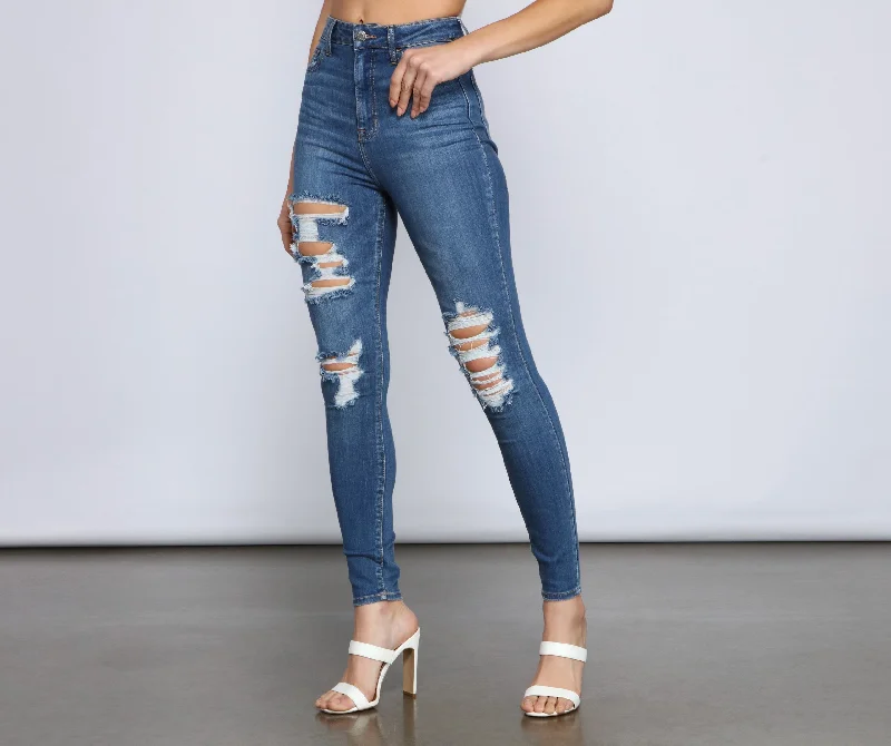 KittenAlarm - Classic High Rise Super Skinny Destructed Jeans