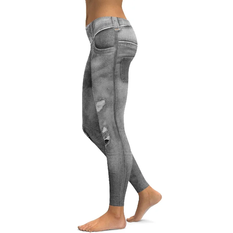 Realistic Grey Jeans Leggings