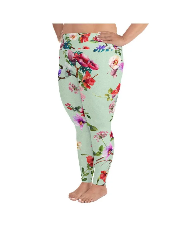 Pastel Floral Plus Size Leggings