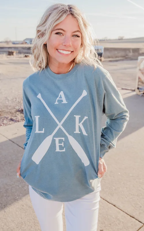 Shades of Blue Lake Paddle Long Sleeve Top**