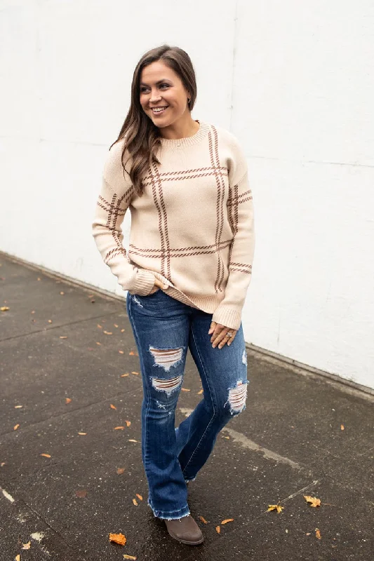 Tan Plaid Pullover Sweater (SM-XL)