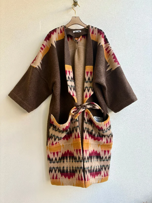 Southwestern Brown + Neutral Long Chore Jacket