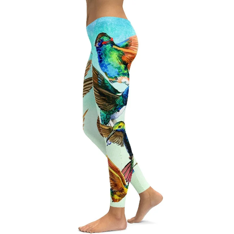 Watercolor Hummingbird Leggings