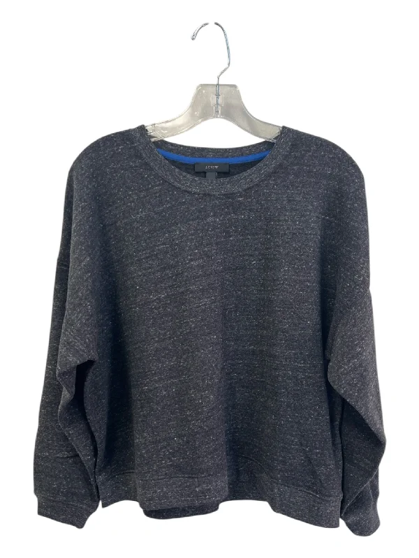 J Crew Size Large Storm Gray Polyester Blend Long Sleeve Crew Neck Heathered Top