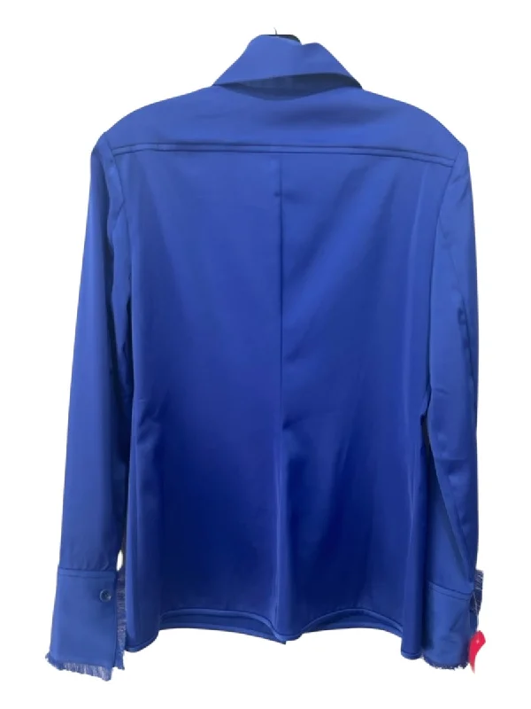 Proenza Schouler Size 4 Blue Polyester Cut Detail Collar Long Sleeve Top