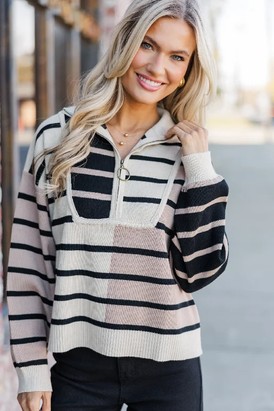 Always The Way Ecru Multi Striped Sweater