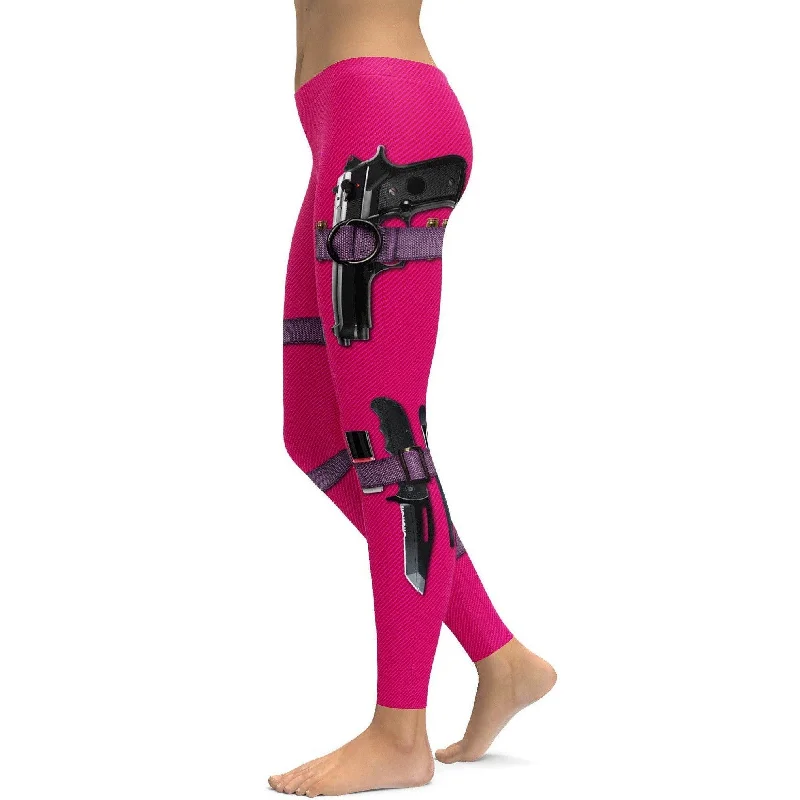 Guns & Make-up Hot Pink Leggings