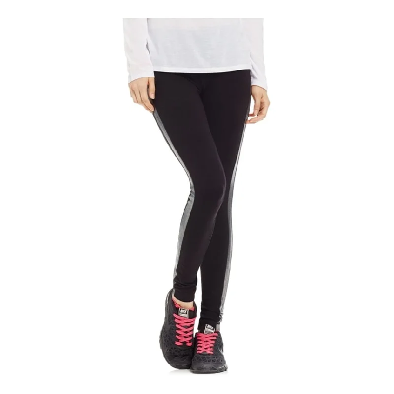 Material Girl Womens Foil Tuxedo-Stripe Yoga Pants, Black, Medium