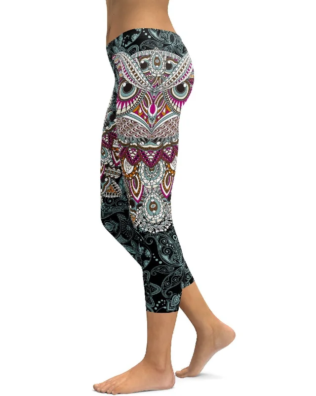 Ornamental Owl Capris