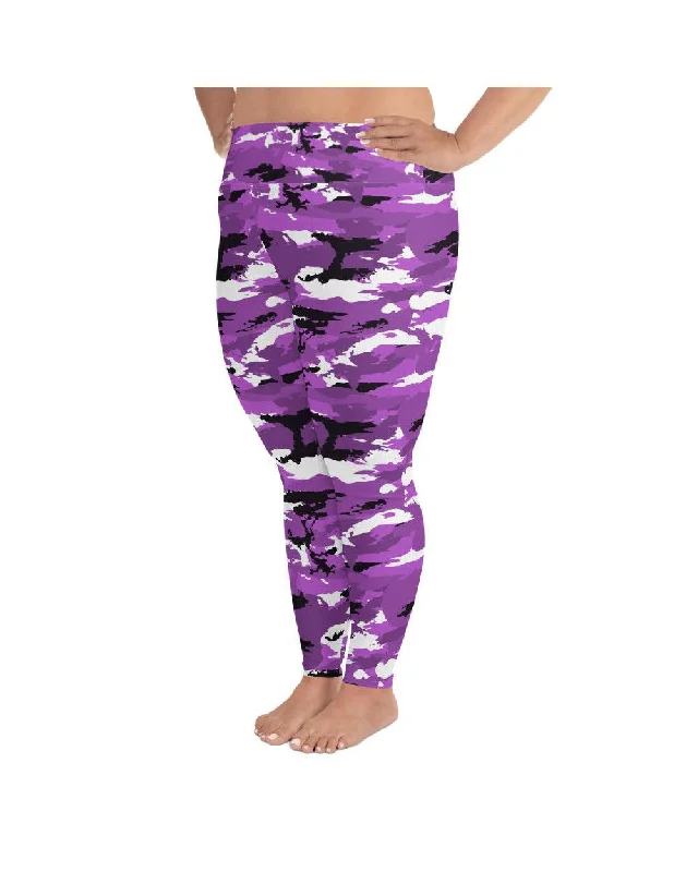 Purple Camo Plus Size Leggings