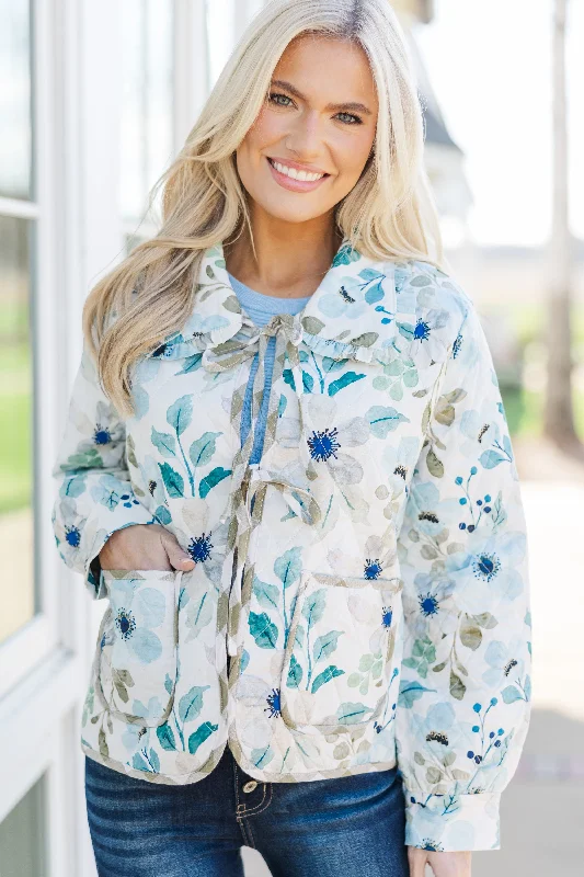 Step Up Blue Floral Quilted Jacket