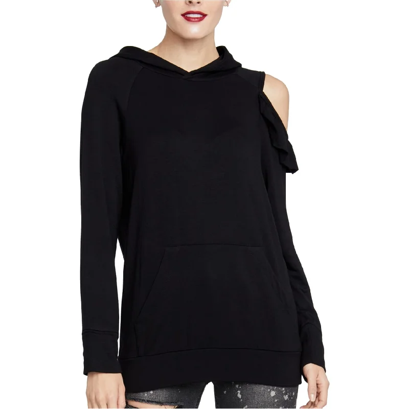 Rachel Roy Womens Cold Shoulder Hoodie Sweatshirt, Black, X-Small