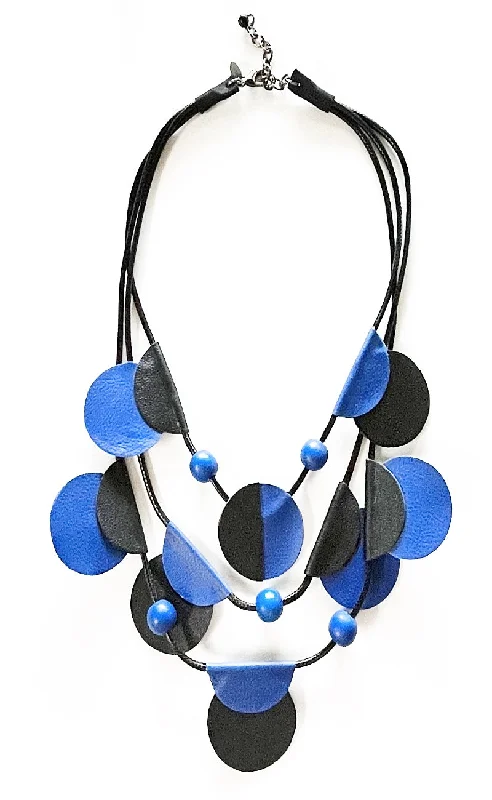 Verona Leather Necklace, Blue