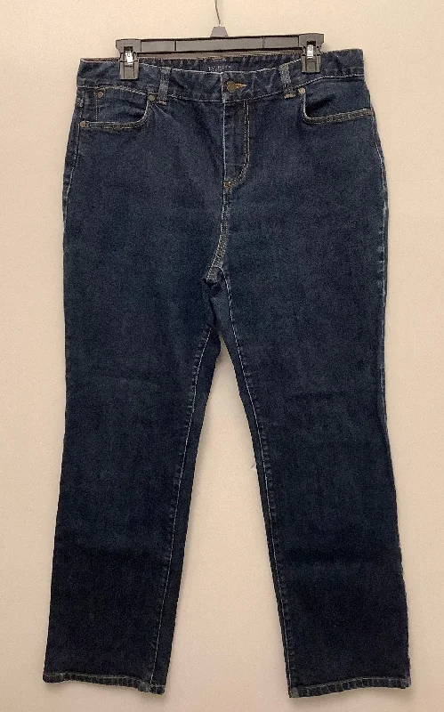 Jeans Straight By Talbots In Blue Denim, Size: 14