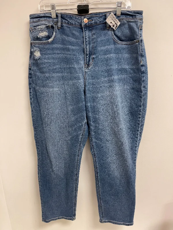 Jeans Straight By American Eagle In Blue Denim, Size: 16