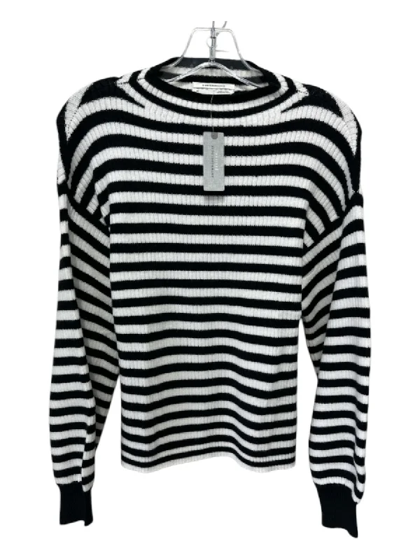 By Anthropologie Size S Black & White Rayon Blend Horizontal Stripes Top