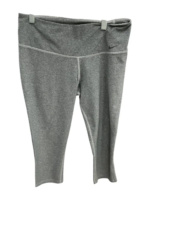 Athletic Leggings By Nike In Grey, Size: M