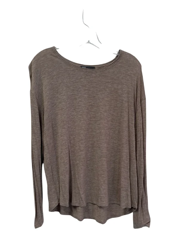 Vince Size M Taupe Prima Cotton Long Sleeve Round Neck Heathered Flowy Top