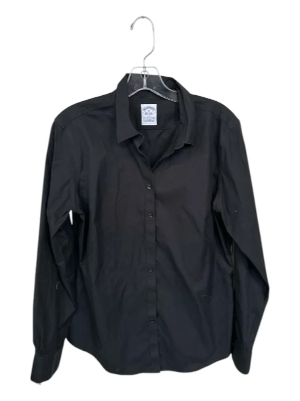 Brooks Brothers Size 10 Black Cotton Long Sleeve Button Down Top