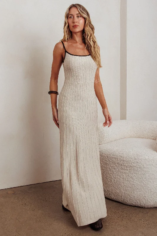 Interstellar Contrast Knit Maxi Dress Oat