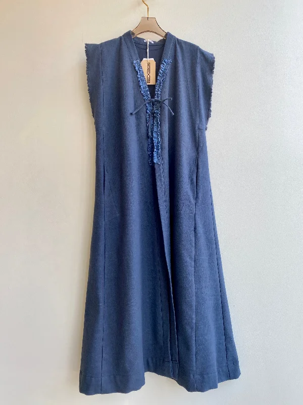 Zero Waste Blue Caftan Duster / Long Vest