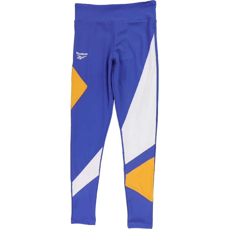 Reebok Womens Colorblock Compression Athletic Pants, Blue, Small