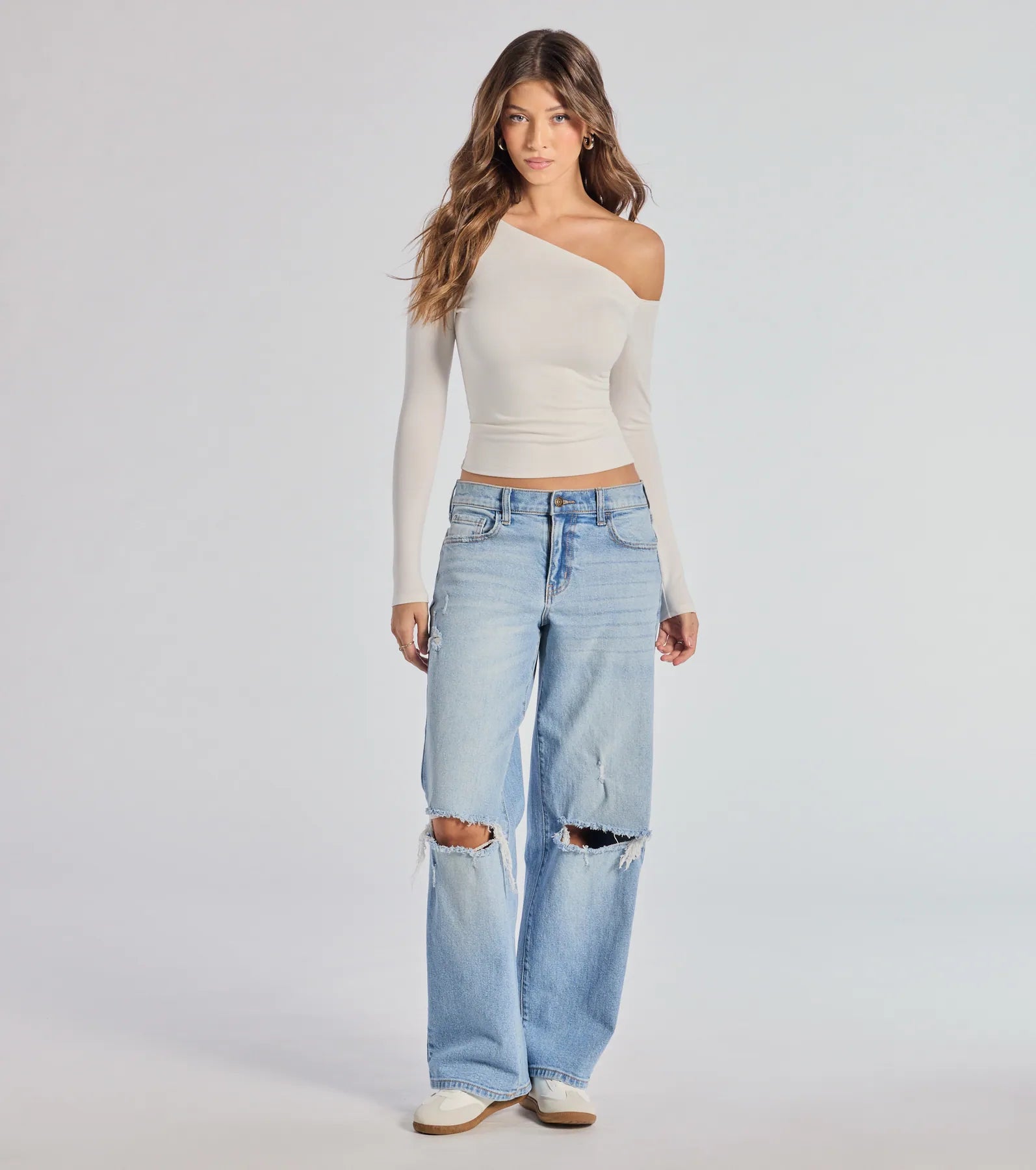 Chill Vibes Only Baggy Destructed Denim Jeans