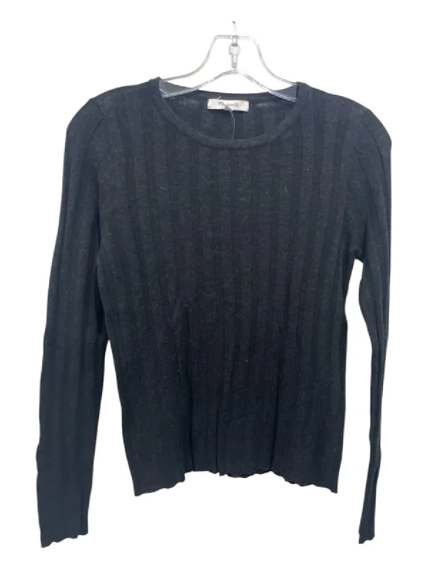 Madewell Size S Black Cotton Blend Paneled Long Sleeve Scoop Neck Top