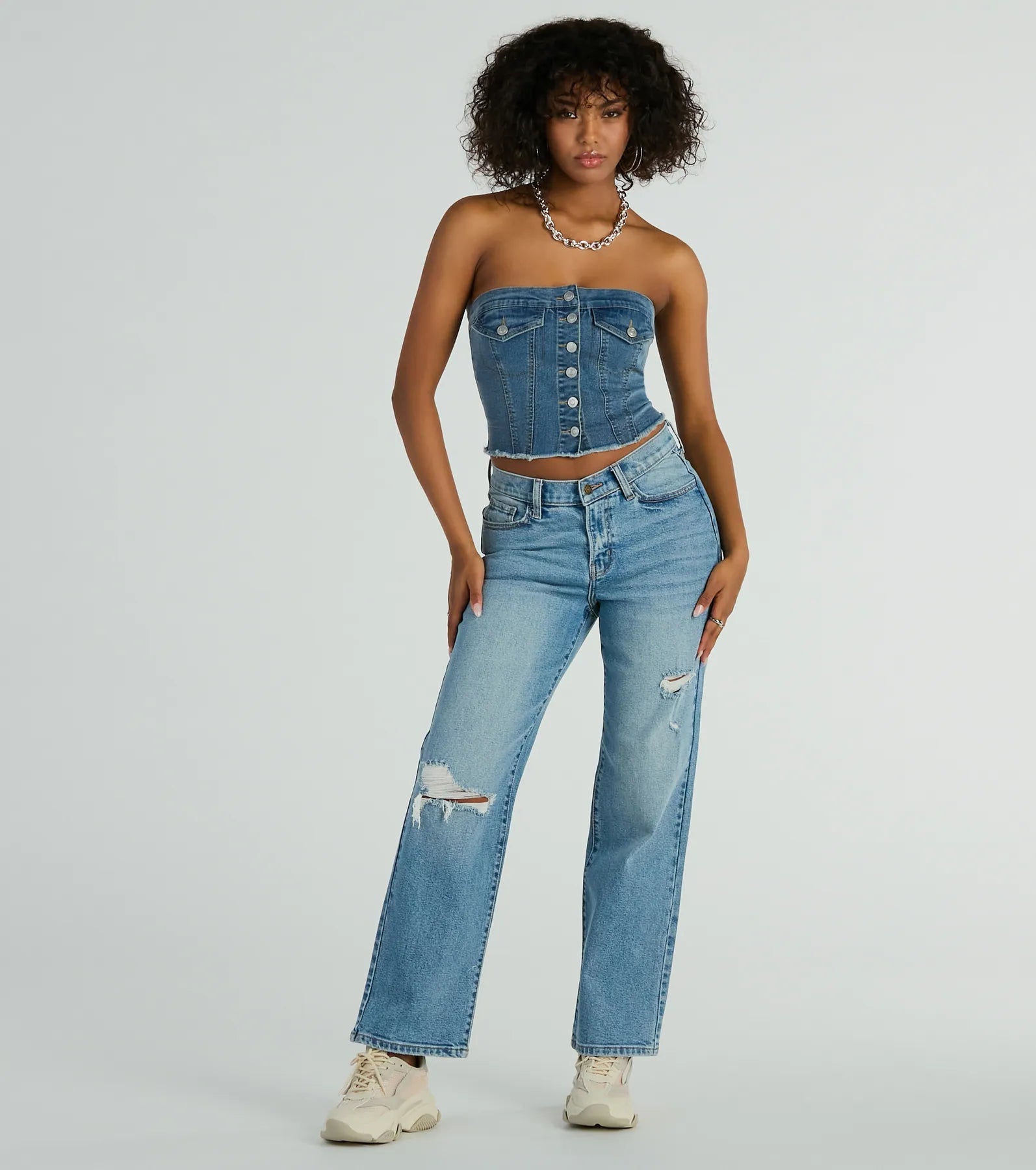 Serve Style Mid-Rise Straight-Leg Denim Jeans