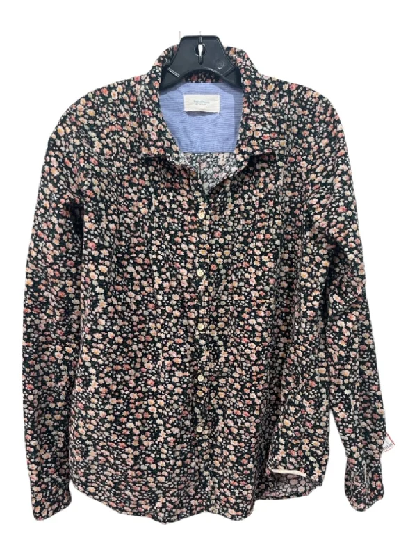 Birds of Paradis Size L Navy Blue, Pink, Green, Multi Cotton floral print Top