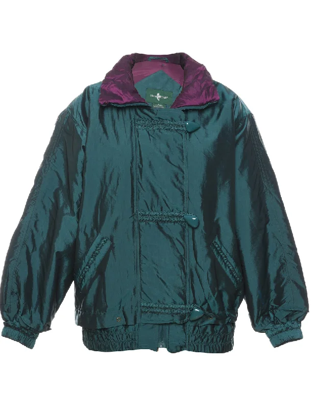 Dark Green & Purple Shiny Ski Jacket - L