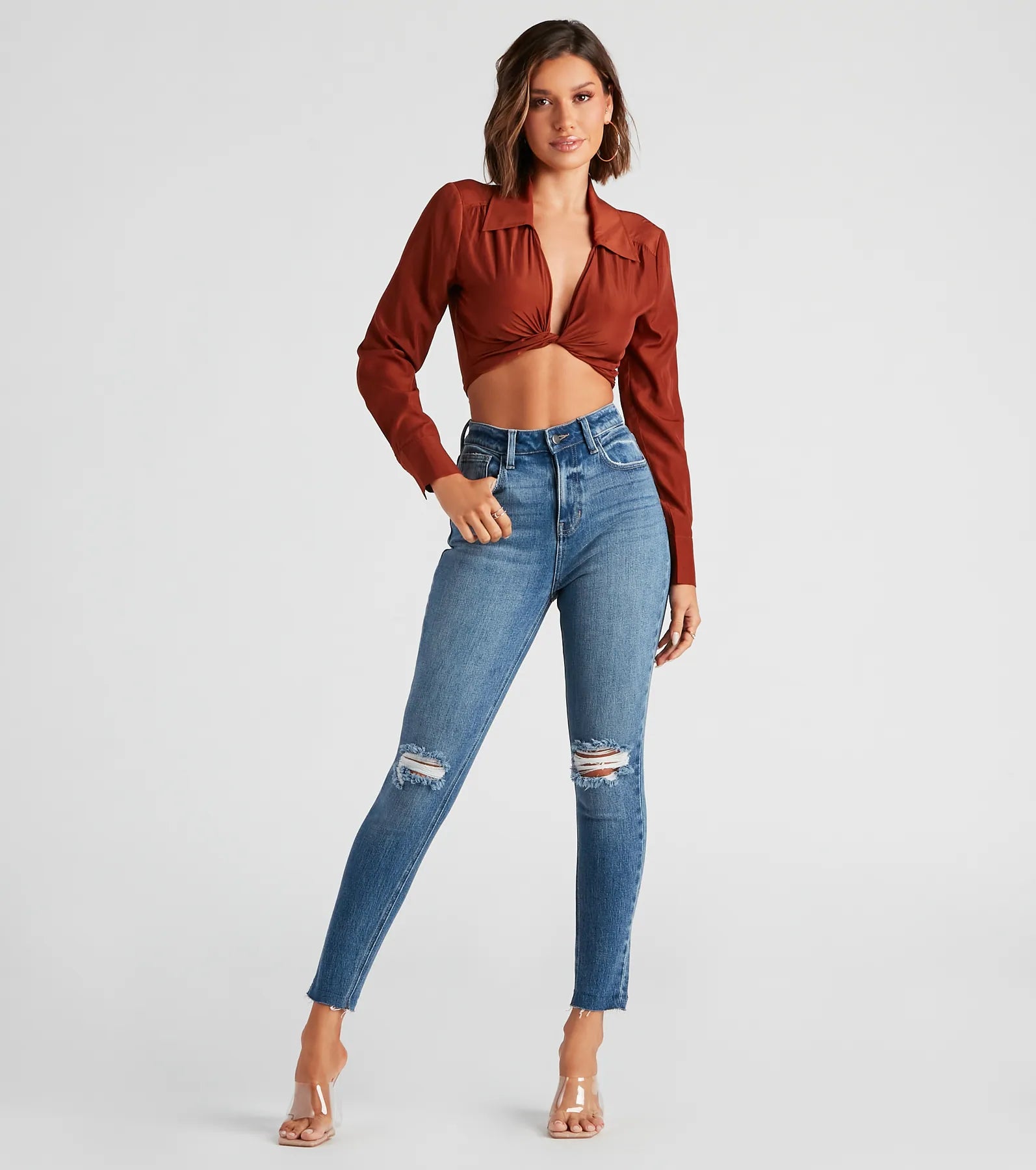 Taylor High Rise Skinny Distressed Jeans By Windsor Denim