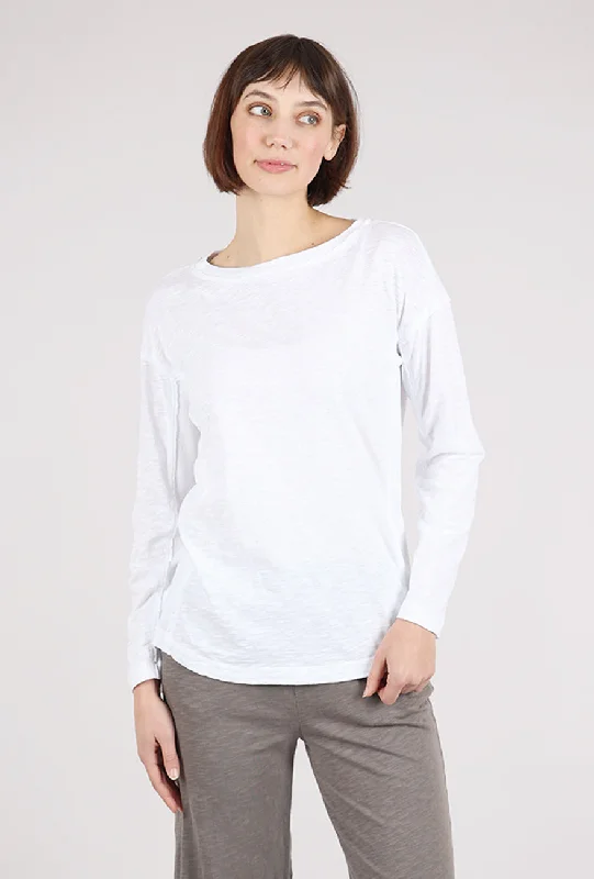 Open Crew Long Tee, White