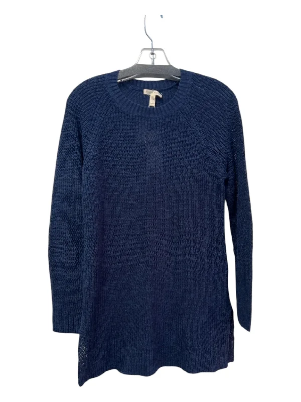 Eileen Fisher Size XXS Navy Organic Cotton Knit Long Sleeve Crew Neck Top