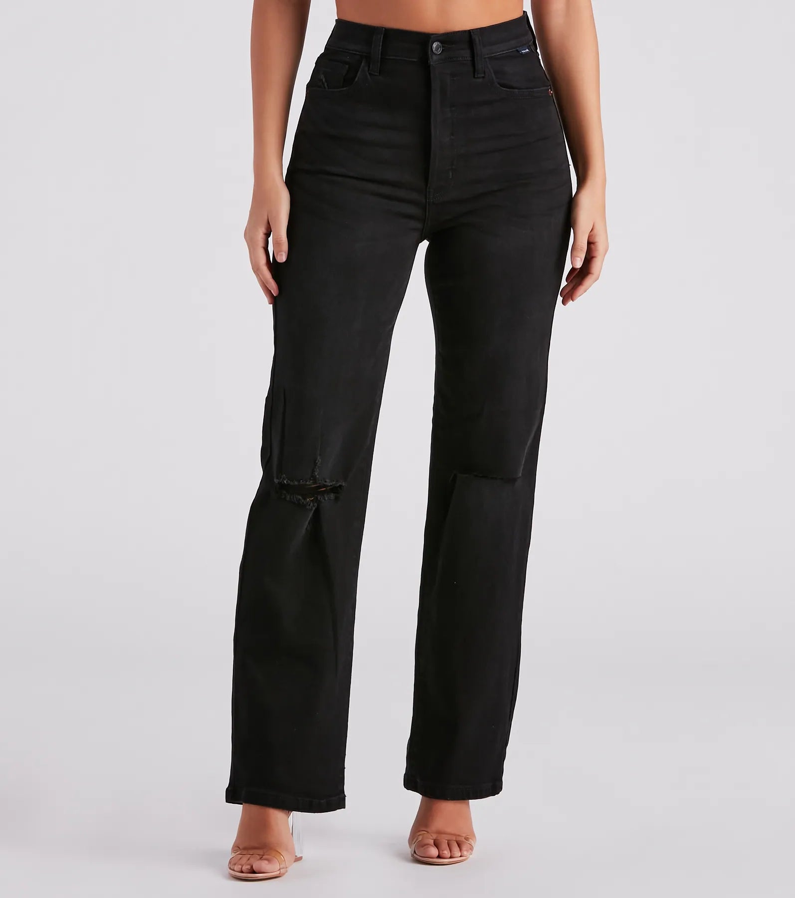 There She Goes High-Rise Slit Boyfriend Jeans