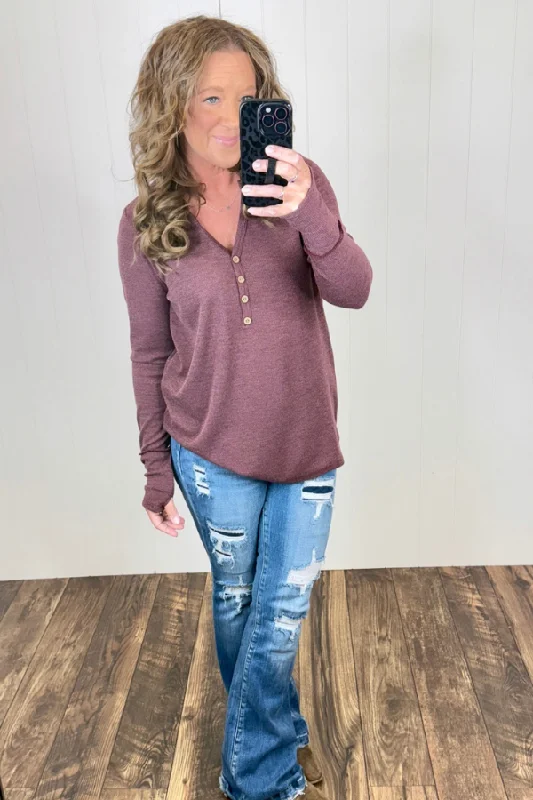 Burgundy Thermal Henley LS (SM-XL)