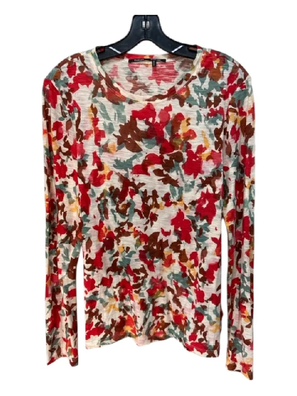 Proenza Schouler Size M Cream, Red, Yellow Cotton Abstract Long Sleeve Top