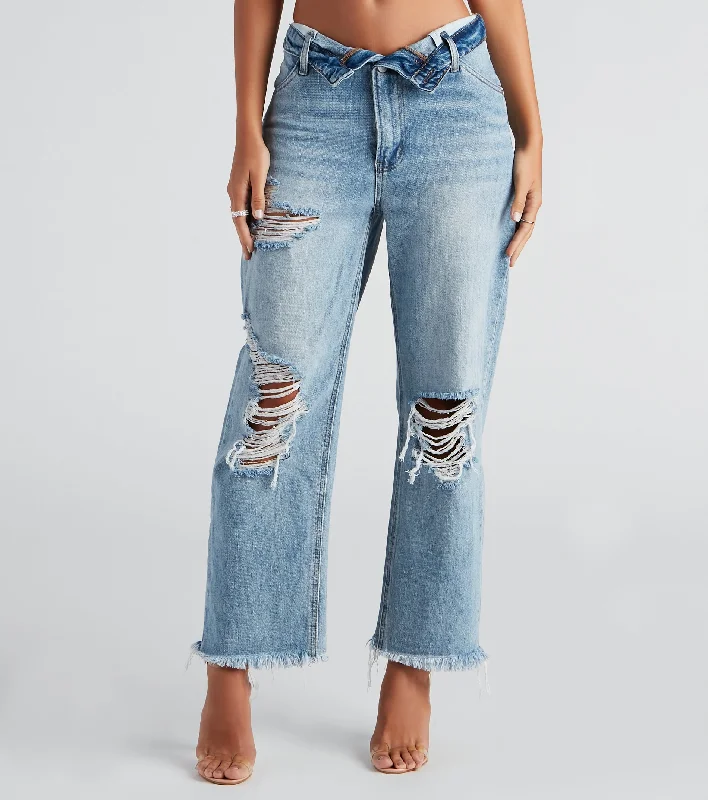 Flip The Switch Low-Rise Straight Leg Denim Jeans