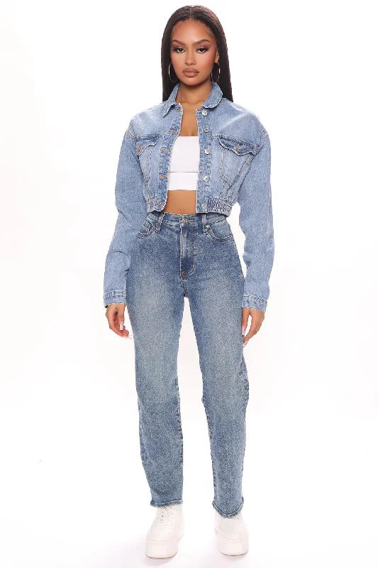 KittenAlarm - 90's Vibe High Rise Tapered Jeans - Medium Blue Wash