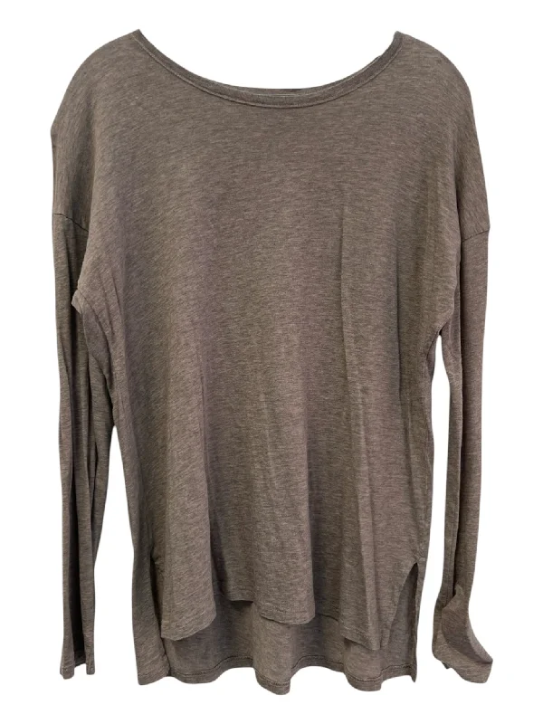 Vince Size M Gray Prima Cotton Long Sleeve Round Neck Heathered Flowy Top