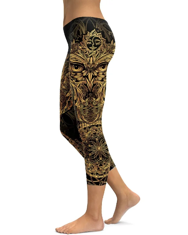 Golden Ornamental Owl Capris