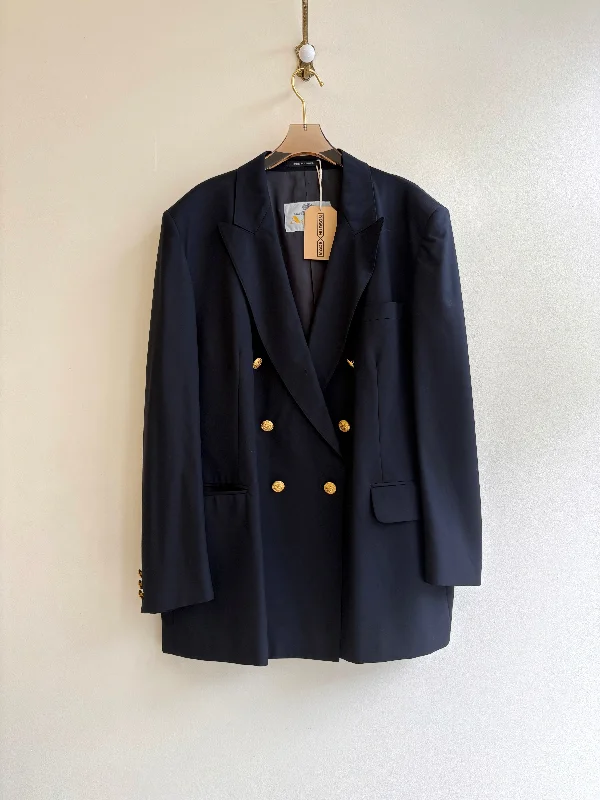 Aquascutum | Deep Navy Faux Double Breasted Blazer (Vintage)