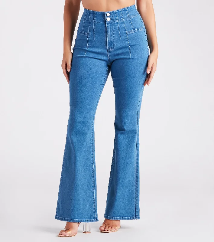 Bri High-Rise Button-Up Flare Jeans by Windsor Denim