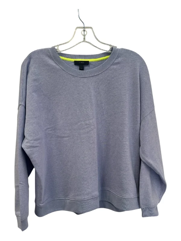 J Crew Size Large Lavendar Polyester Blend Long Sleeve Crew Neck Heathered Top